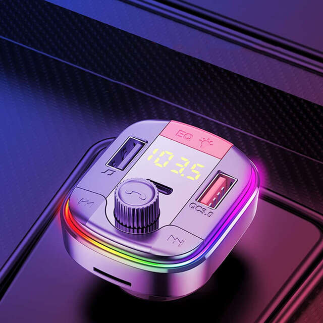 Ładowarka samochodowa transmiter LED RGB  Alogy Car Charge USB QC 3.0 + USB-C PD 20W srebrny