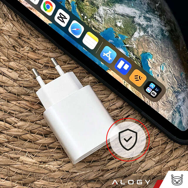 Ładowarka sieciowa szybka 30W USB-C USB typ C GaN PD do iPhone kostka Alogy Biała