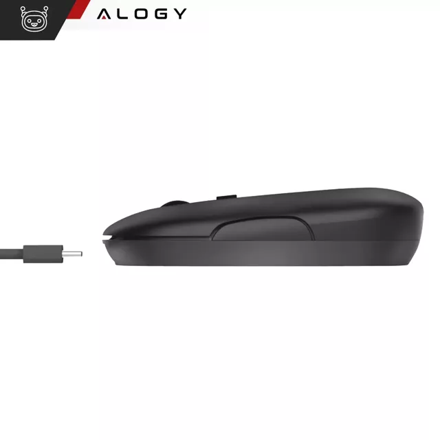 Myszka bezprzewodowa Alogy mysz ergonomiczna mała do laptopa PC bluetooth 2.4GHz cicha czarna