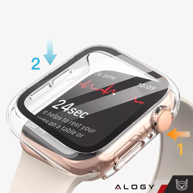 Obudowa ochronna z szkłem Alogy Protector Case 2w1 nakładka etui do Apple Watch 10 42mm Przezroczysta 