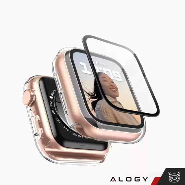 Obudowa ochronna z szkłem Alogy Protector Case 2w1 nakładka etui do Apple Watch 10 42mm Przezroczysta 