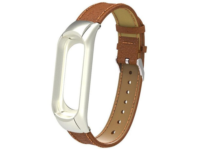 Pasek Alogy skórzany do Xiaomi Mi Band 3/4 eko skóra brązowy