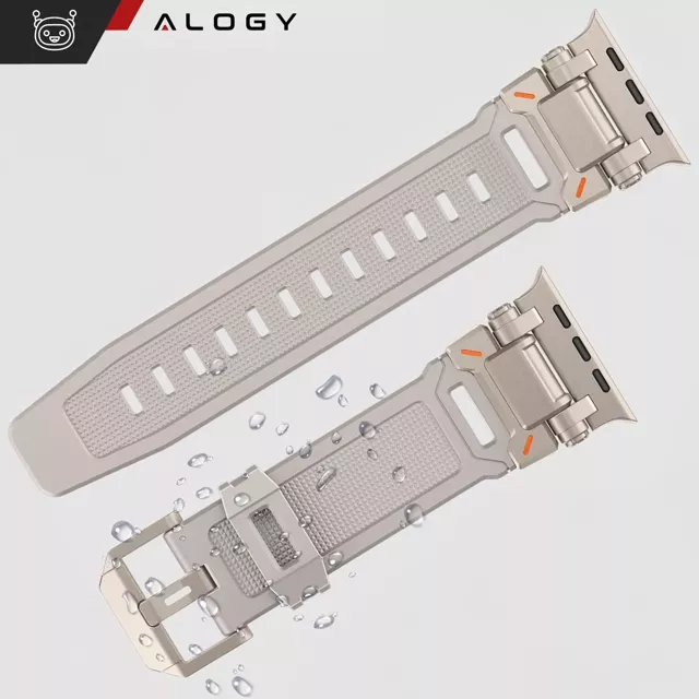 Pasek bransoleta Alogy Luxury metal + TPU band do Apple Watch 42/44/45/49mm beżowy