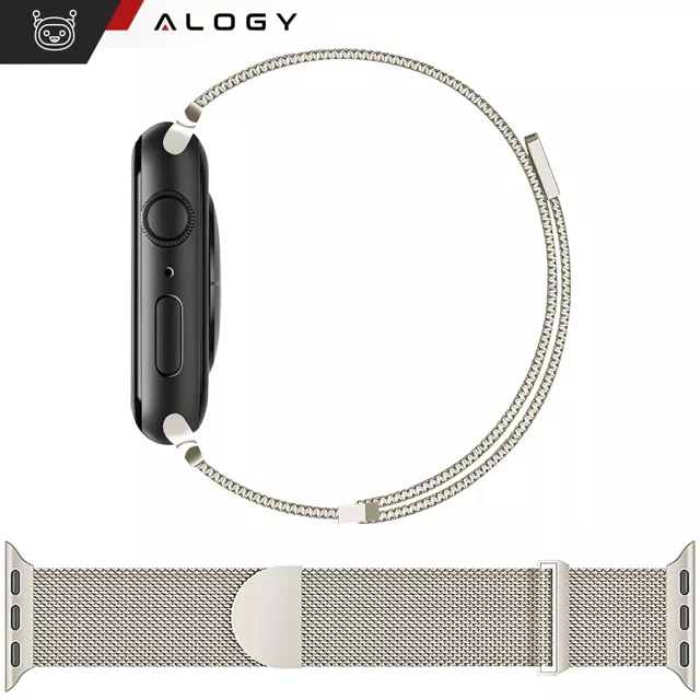 Pasek stalowy Alogy bransoleta do Apple Watch 38/40/41mm stal nierdzewna Księżycowa Poświata