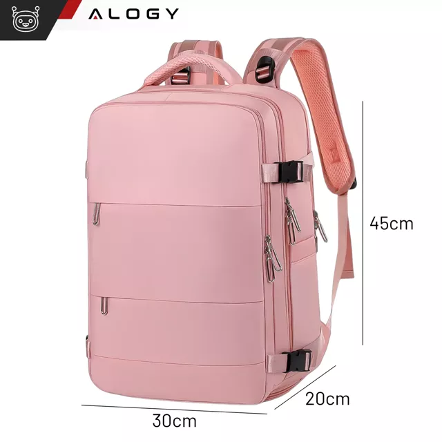 Plecak na laptopa tablet damski podróżny na walizkę do biura podróży Unisex 45x30x20cm Alogy Różowy