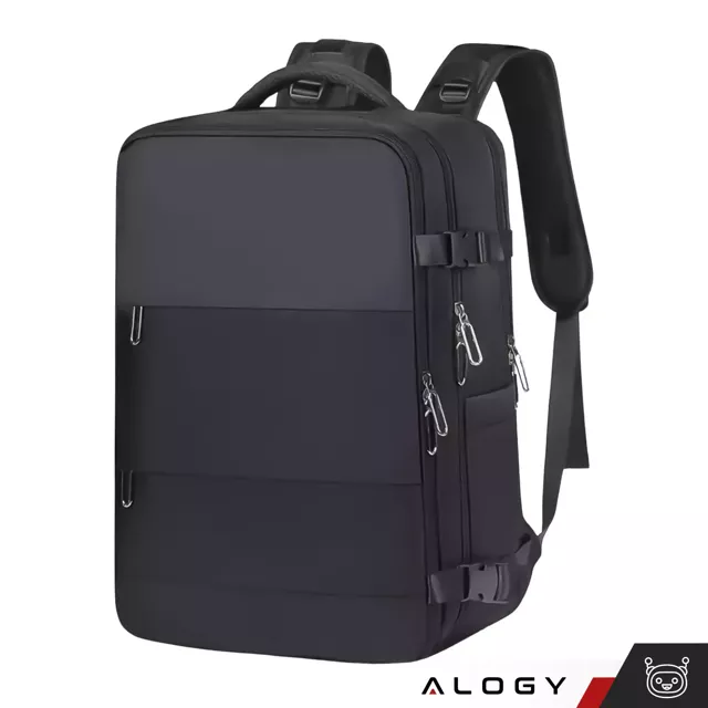 Plecak na laptopa tablet męski damski podróżny na walizkę do biura podróży Unisex 45x30x20cm Alogy Czarny