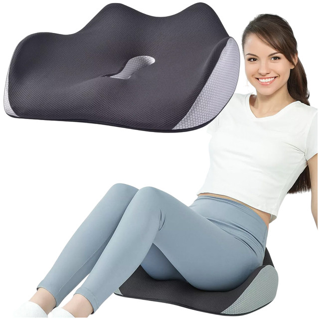 Poduszka ortopedyczna do siedzenia Alogy Seat Pillow do auta na krzesło do biurka siedzisko na fotel z pianką Memory Foam Czarna