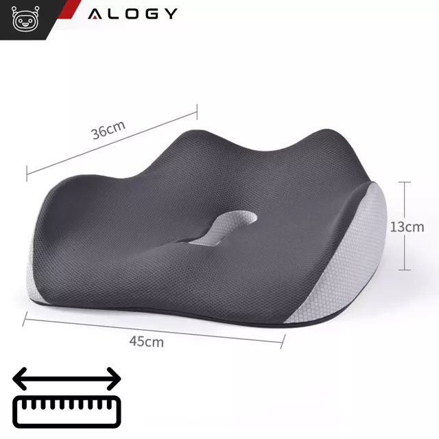 Poduszka ortopedyczna do siedzenia Alogy Seat Pillow do auta na krzesło do biurka siedzisko na fotel z pianką Memory Foam Czarna