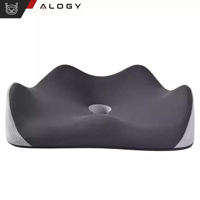 Poduszka ortopedyczna do siedzenia Alogy Seat Pillow do auta na krzesło do biurka siedzisko na fotel z pianką Memory Foam Czarna