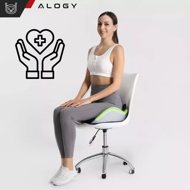 Poduszka ortopedyczna do siedzenia Alogy Seat Pillow do auta na krzesło do biurka siedzisko na fotel z pianką Memory Foam Czarna