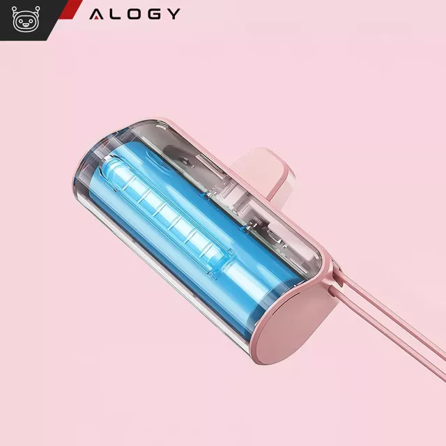 PowerBank 5000mAh Alogy bank energii kieszonkowy mały ładowarka zewnętrzna Power Bank USB-C i lightning Różowy