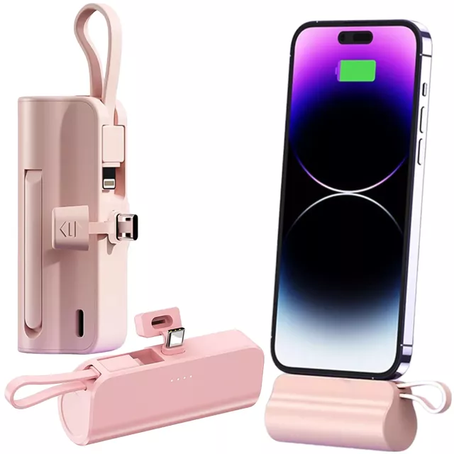 PowerBank 5000mAh Alogy bank energii kieszonkowy mały ładowarka zewnętrzna Power Bank USB-C i lightning Różowy