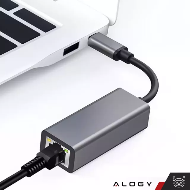 Przejściówka USB-C do Ethernet Adapter Alogy karta sieciowa LAN RJ45 GIGABIT 1000MBPS Czarna