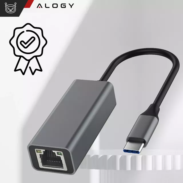 Przejściówka USB-C do Ethernet Adapter Alogy karta sieciowa LAN RJ45 GIGABIT 1000MBPS Czarna