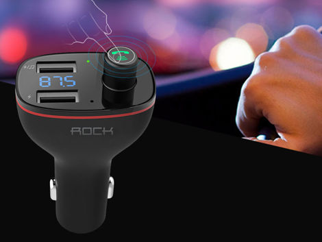 Rock B300 Transmiter FM Bluetooth ładowarka 2x USB czarny
