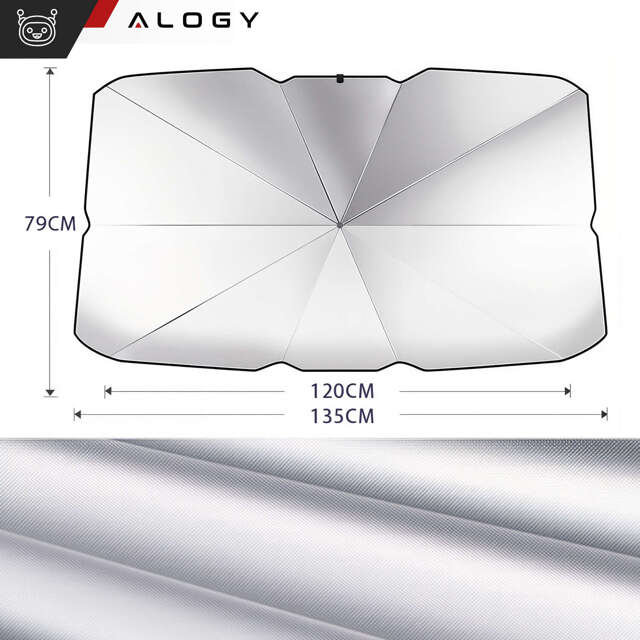 Samochodowy parasol przeciwsłoneczny do samochodu auta osłona szyby przeciwsłoneczna UV Alogy Car L 135x79cm czarny