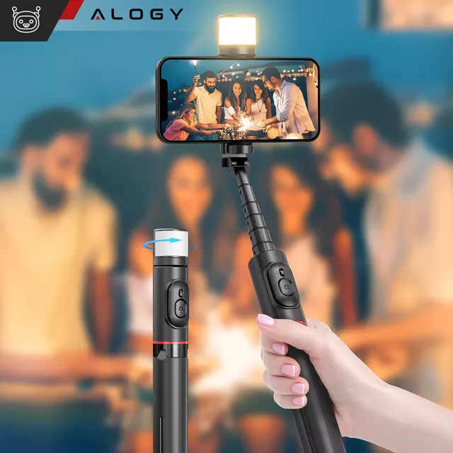 Selfie stick kijek Bluetooth Alogy Statyw Tripod uchwyt do telefonu zdjęć z pilotem 75.8cm czarny