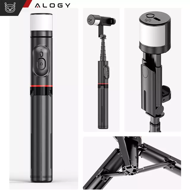 Selfie stick kijek Bluetooth Alogy Statyw Tripod uchwyt do telefonu zdjęć z pilotem 75.8cm czarny