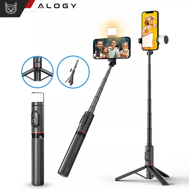 Selfie stick kijek Bluetooth Alogy Statyw Tripod uchwyt do telefonu zdjęć z pilotem 75.8cm czarny