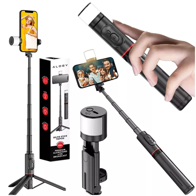 Selfie stick kijek Bluetooth Alogy Statyw Tripod uchwyt do telefonu zdjęć z pilotem 75.8cm czarny