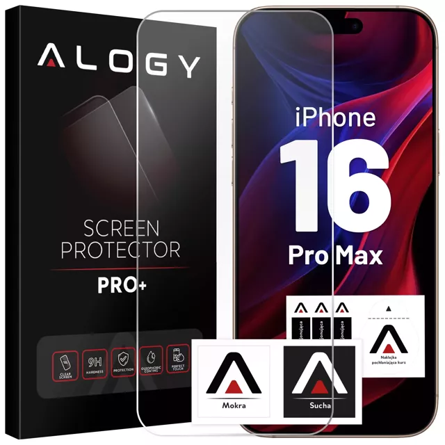 Szkło hartowane do Apple iPhone 16 Pro Max ochronne szkiełko na ekran 9H Alogy Heavy Pro+™️