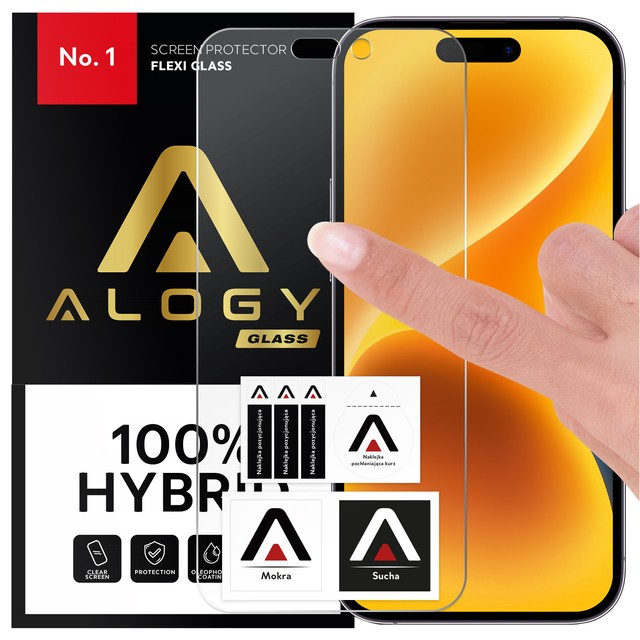 Szkło hybrydowe do Apple iPhone 14 Pro na ekran Alogy Flexi Glass 9H Case Friendly płaskie na ekran 