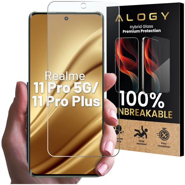 Szkło hybrydowe do Realme 11 Pro 5G / Pro+ Plus na ekran Alogy Flexi Glass 9H Case Friendly płaskie na ekran