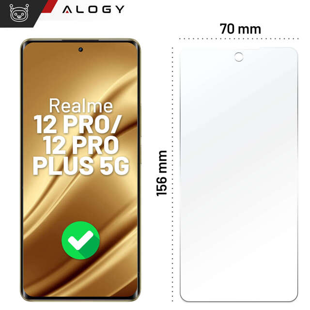 Szkło hybrydowe do Realme 12 PRO / Realme 12 PRO+ PLUS 5G na ekran Alogy Flexi Glass 9H Case Friendly płaskie na ekran