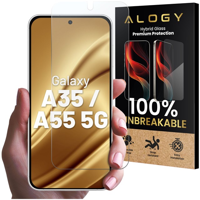 Szkło hybrydowe do Samsung Galaxy A35 / A55 5G na ekran Alogy Flexi Glass 9H Case Friendly płaskie na ekran