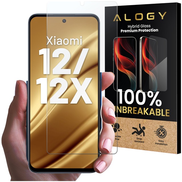 Szkło hybrydowe do Xiaomi 12 / 12X na ekran Alogy Flexi Glass 9H Case Friendly płaskie na ekran