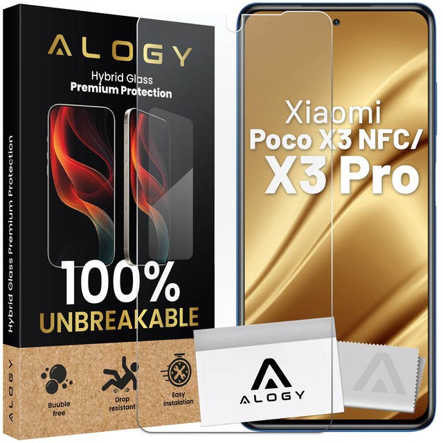 Szkło hybrydowe do Xiaomi Poco X3 NFC / X3 Pro na ekran Alogy Flexi Glass 9H Case Friendly płaskie na ekran