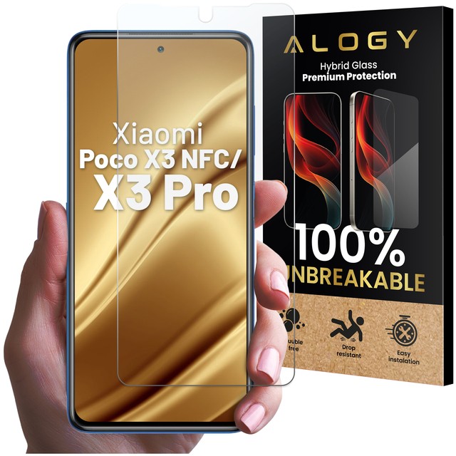 Szkło hybrydowe do Xiaomi Poco X3 NFC / X3 Pro na ekran Alogy Flexi Glass 9H Case Friendly płaskie na ekran