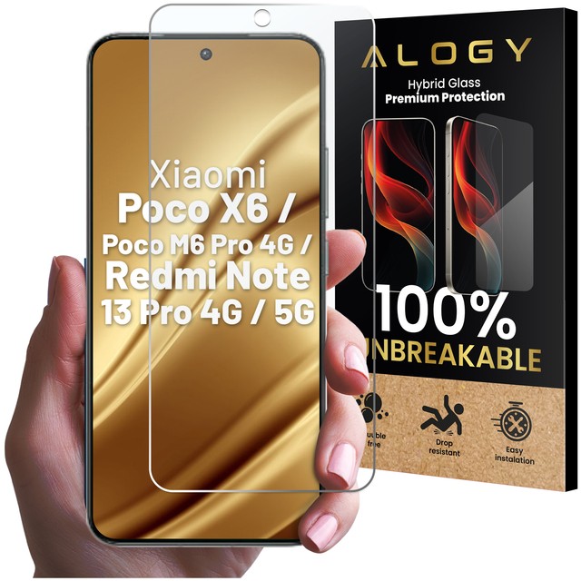 Szkło hybrydowe do Xiaomi Poco X6 / Poco M6 Pro 4G / Redmi Note 13 Pro 4G / 5G na ekran Alogy Flexi Glass 9H Case Friendly płaskie na ekran