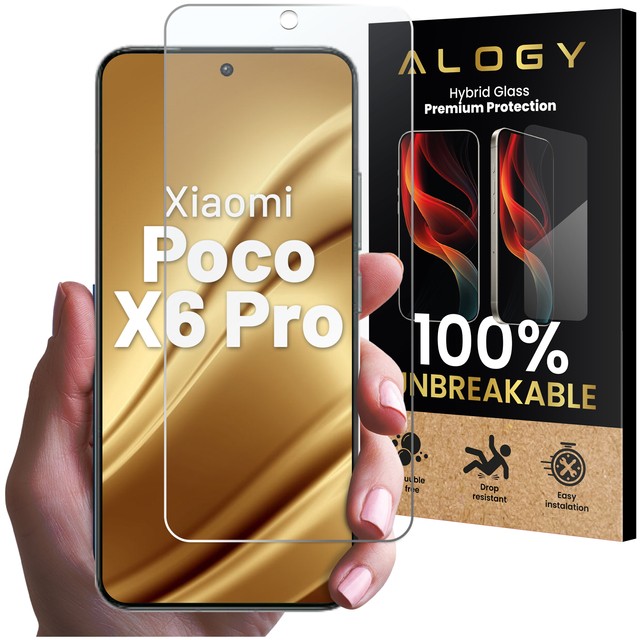 Szkło hybrydowe do Xiaomi Poco X6 Pro na ekran Alogy Flexi Glass 9H Case Friendly płaskie na ekran