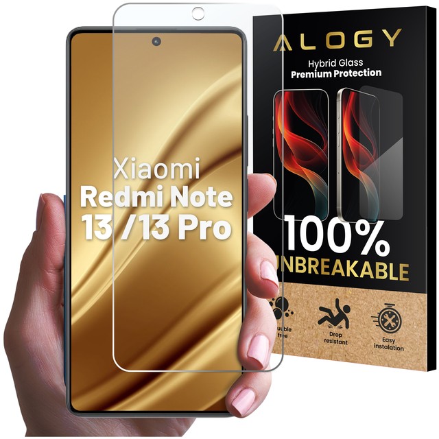 Szkło hybrydowe do Xiaomi Redmi Note 13 / Note 13 Pro na ekran Alogy Flexi Glass 9H Case Friendly płaskie na ekran