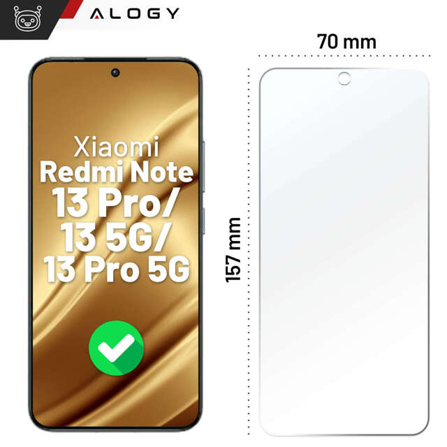 Szkło hybrydowe do Xiaomi Redmi Note 13 Pro / Note 13 5G / Note 13 Pro 5G na ekran Alogy Flexi Glass 9H Case Friendly płaskie na ekran