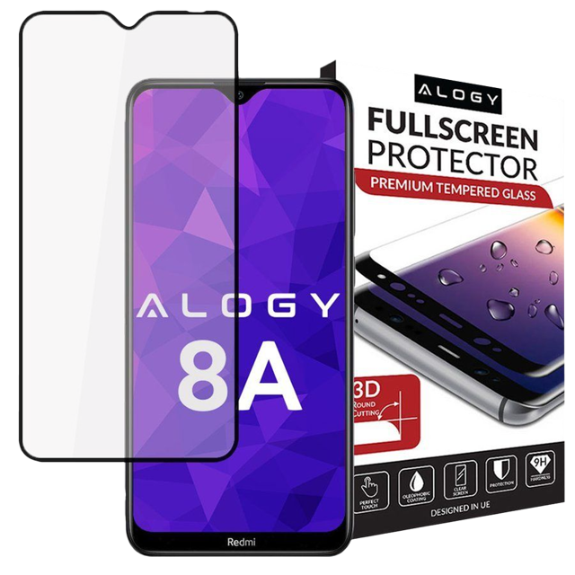 Szkło na telefon Alogy Full Glue case friendly do Redmi 8A Czarne 