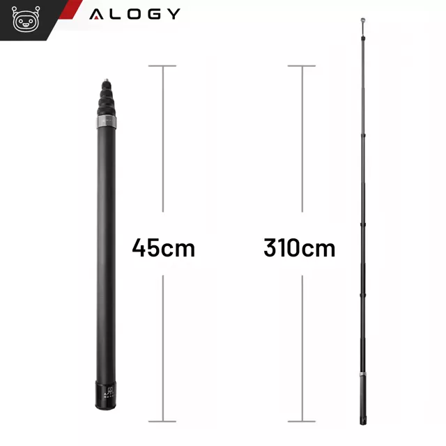 Teleskopowy kijek Selfie Stick Alogy do GoPro/DJI/Insta - 45-310cm - 3 metry