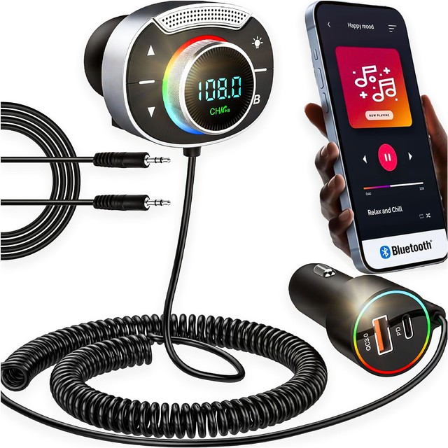 Transmiter FM bluetooth ładowarka samochodowa MP3 2w1 Alogy Car Charge USB QC 3.0 + USB-C PD