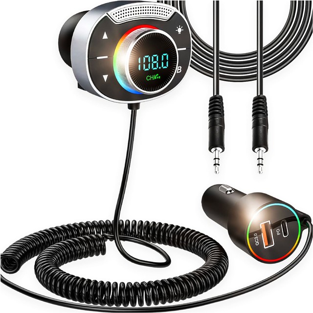 Transmiter FM bluetooth ładowarka samochodowa MP3 2w1 Alogy Car Charge USB QC 3.0 + USB-C PD