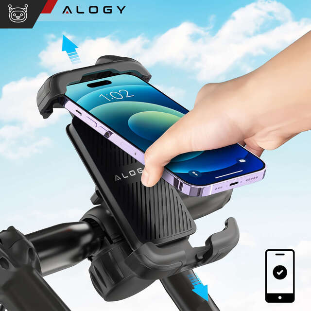 Uchwyt rowerowy do telefonu 4.7-6.8" na telefon kierownicę roweru na rower motocykl regulowany Alogy Sport czarny