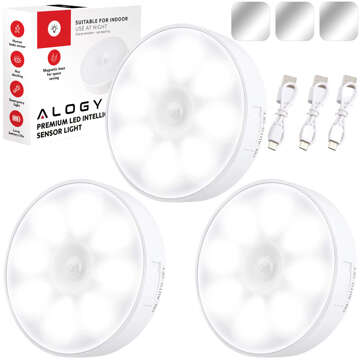 3x Alogy Lampka LED z czujnikiem ruchu Sensor Light Bezprzewodowa lampa nocna oświetlenie meblowe Światło zimne