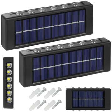 Alogy 2-Pack Lampa solarna 12 LED słoneczna Solar Lamp zewnętrzna elewacyjna z czujnikiem zmierzchu