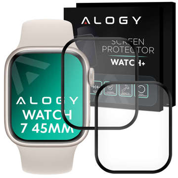 Alogy 2x Szkło na smartwatch elastyczne 3D do Apple Watch 7 45mm Black