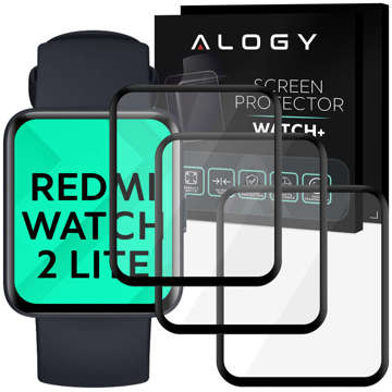 Alogy 3x Szkło na smartwatch elastyczne 3D do Xiaomi Redmi Watch 2 Lite Black