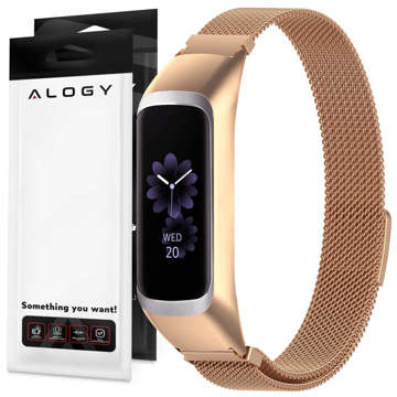 Alogy Bransoleta Milanese pasek stal nierdzewna do Samsung Galaxy Fit 2 SM-R220 Złota