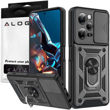 Alogy Camshield Stand Ring Etui ochronne z osłonką na aparat do Xiaomi Poco X5 Pro 5G / Redmi Note 12 Pro 5G Czarne