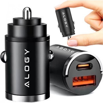 Alogy Car Ładowarka samochodowa USB QC 4.0 + USB-C PD 3.0 30W szybka mocna czarna