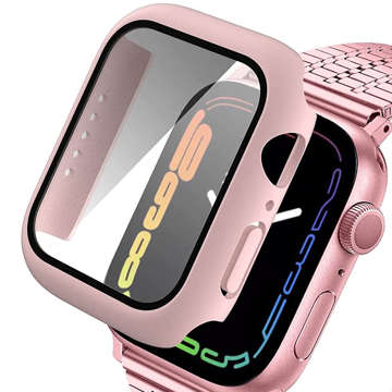 Alogy Etui do smartwatcha nakładka ze szkłem do Apple Watch 7 45mm Różowa