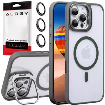 Alogy Etui hybrydowe ochronne do Apple iPhone 16 Pro Max KickStand Hybrid Case z podpórką do MagSafe Szare